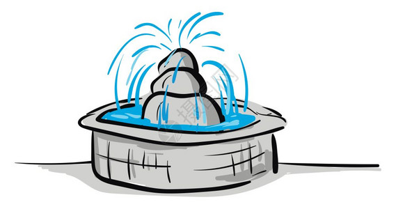 瀑布 湖插画-瀑布 湖卡通-石灰喷泉雾白底水示矢量插图-摄图网