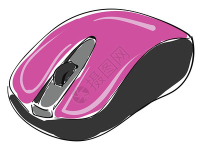 粉色计算机鼠标带有灰色滚动轮向量彩色图画或插高清图片