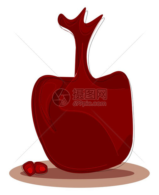 成熟的红石榴水果向量彩色绘画或插图图片