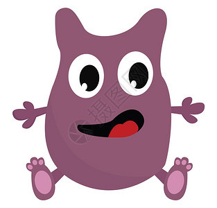 紫色怪物坐在地板上矢量彩色画或插图图片