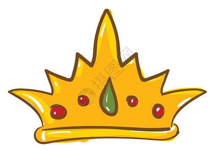 皇后的金冠红绿宝石向量彩色画或插图背景图片