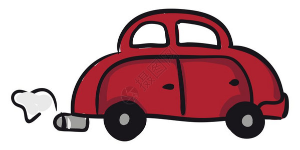 一辆红色汽车有两扇门和窗户彩色图画图片
