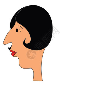 植物时尚长鼻子穿红口矢量彩色绘画或插图的妇女插画