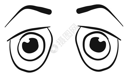 侧脸眼睛用眉毛向量颜色图画或插来说明两只悲伤的眼睛插画