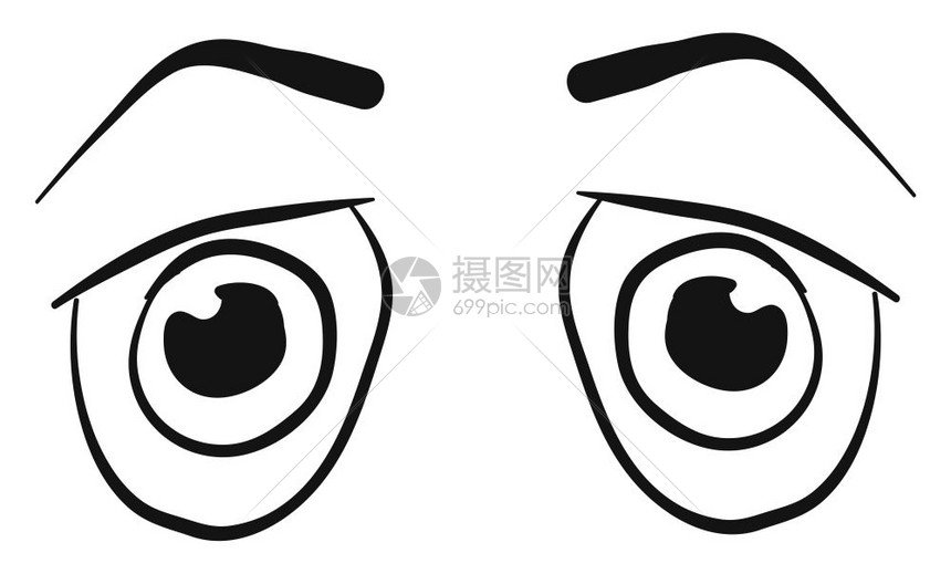 用眉毛向量颜色图画或插来说明两只悲伤的眼睛