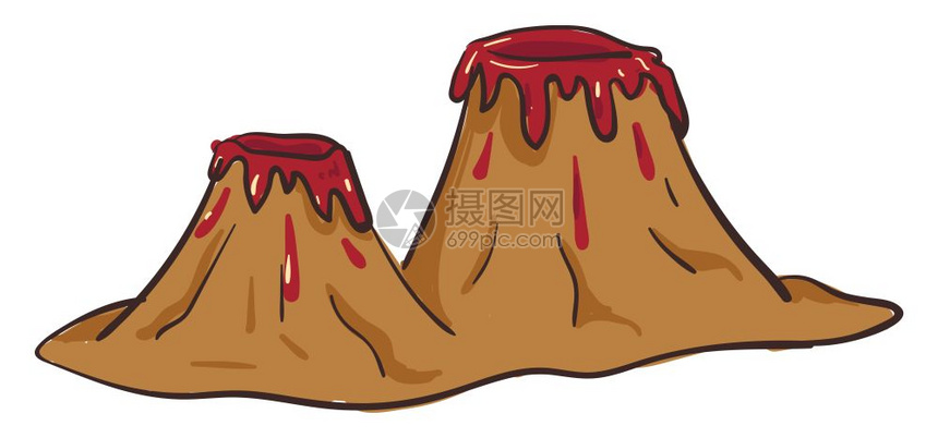 卡通棕色火山矢量插图图片