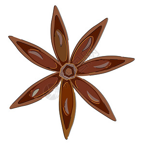 卡通棕色八角矢量插图插画