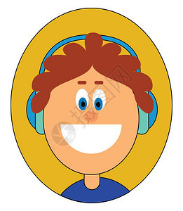 卡通可爱戴耳机的男孩图片