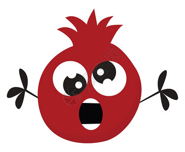 将会打开一个椰子画一个疯狂的红色石榴双眼交叉黑手张开并令人惊讶的