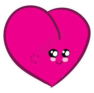 可爱粉红色心脏的Emoji有一个封闭的笑容出现在脸颊矢量的彩色绘画或插图上图片