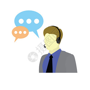 呼叫中心帮助客户服务热线支持和联系图标Avatar代理或接线员手戴头巾进行通信现场聊天助手代理或接线员Avatar图片