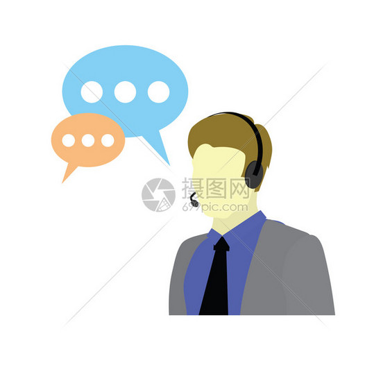 呼叫中心帮助客户服务热线支持和联系图标Avatar代理或接线员手戴头巾进行通信现场聊天助手代理或接线员Avatar图片
