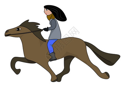 禁骑女骑马者插图白色背景的矢量插画