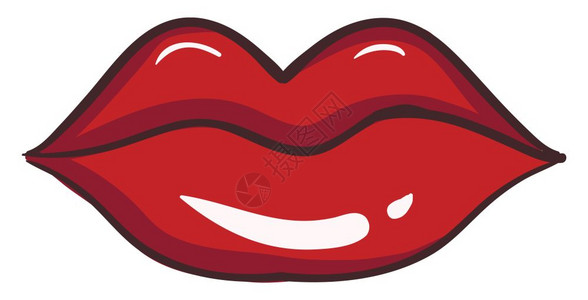 女人温馨甜的红嘴唇插图白色背景的矢量插画