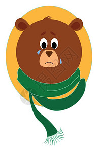 裹着围巾的红酒带着围巾插图白底矢量的悲伤熊插画