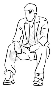 男人努力男人坐着插图向量白色背景插画