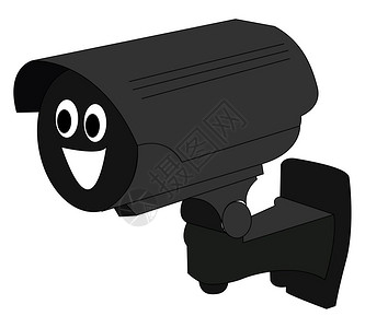 枣夹合同啊安全摄像头快乐插图白色背景的矢量插画