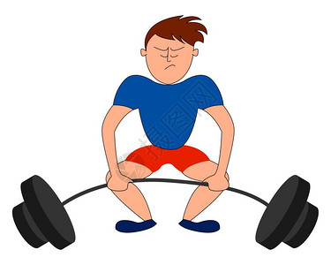 大国重器蓝色衬衫插图白色背景矢量的重提升器插画