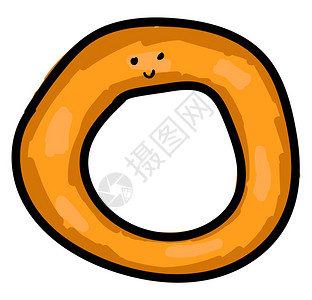 喷泉卡通洋葱圈眼睛插图白底的矢量插画