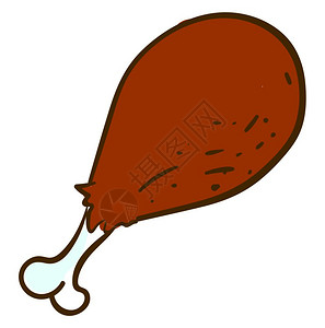 美食事迹鸡肉在骨头上插图矢量在白色背景上插画