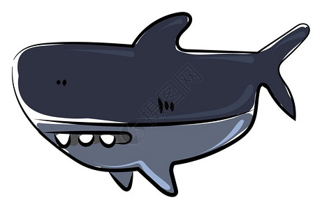 饥饿鱼有趣的鲨鱼插图白色背景的矢量插画