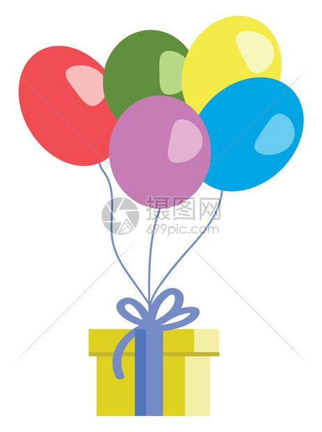 有气球和礼物矢量或颜色插图的生日图片