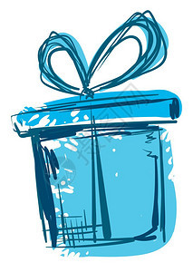 蓝礼品盒矢量或颜色插图图片