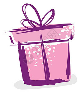 粉色和紫礼品盒绘图矢量或彩色插图片