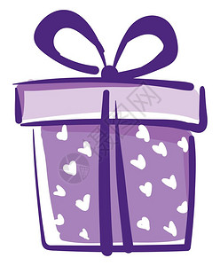 带有紫包纸矢量或颜色插图的礼品盒图片