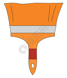 宽橙平面画家rr刷子用橙色手柄保持直矢量彩色绘图或插图片