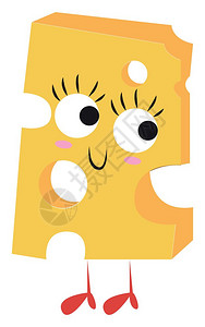 乳酪块带一个三角形片的圆乳酪加孔切除矢量颜色图画或插插画