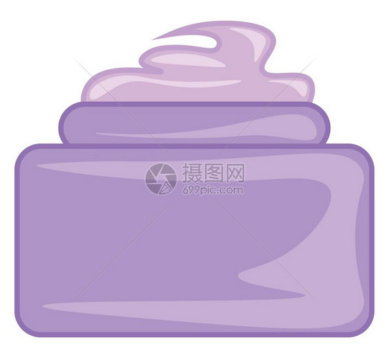 装满紫色美容霜的小型紫色器放在表格矢量彩色图画或插上图片