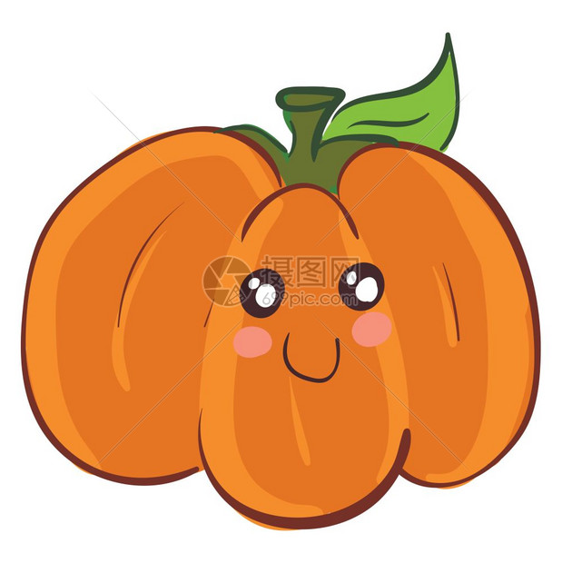 在脸矢量彩色图画或插上微笑的地面布满了可爱和大南瓜的