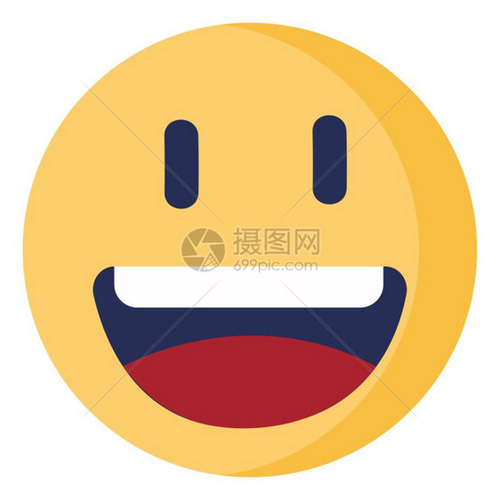 一个大圆形黄色快乐的emoji矢量彩色绘图或插图片