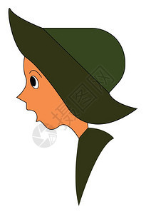 一个嘴张开的小男孩戴着绿色帽子穿的帽子穿着绿色的衬衫并对矢量彩色绘画或插图感到惊讶图片