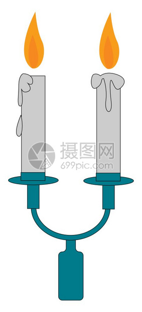 蜡烛是一根硬棍里面有嵌入的电线可以点亮光向量彩色图画或插图片