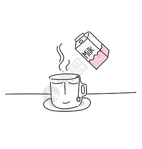 牛奶咖啡图画插画