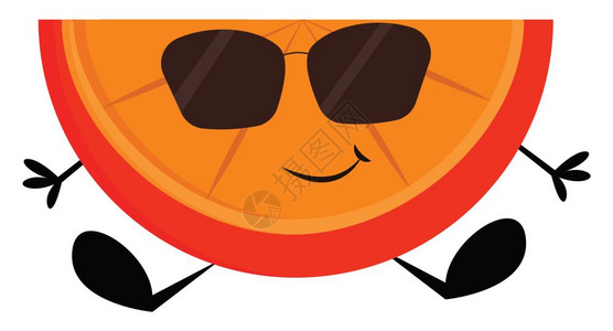 卡通可爱带墨镜的橙子矢量元素背景图片