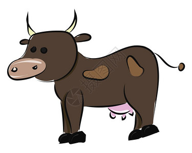 奶牛是饲养在农场的大型家畜用于牛奶和肉类病媒彩色绘画或插图图片