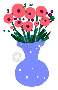 壁纸绿色蓝色花瓶插图白色背景矢量的花朵插画