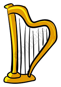 卡通虫子金竖琴插图白色背景的矢量插画