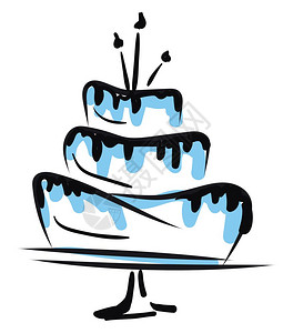 上面矢量或彩色插图上涂蜡烛的蛋糕图片