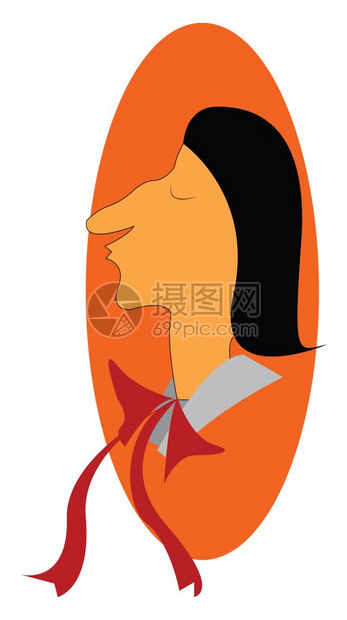 一个带红丝领或彩色插图的男人图片