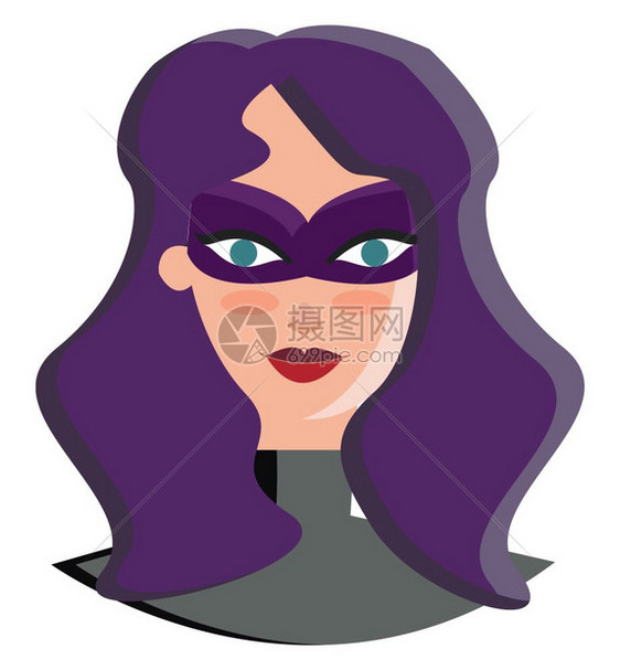 紫色头发矢量或彩插图中的超级女图片