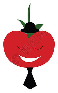 黑领带红番茄矢量插图图片