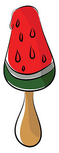 卡通西瓜冰淇淋矢量插图图片
