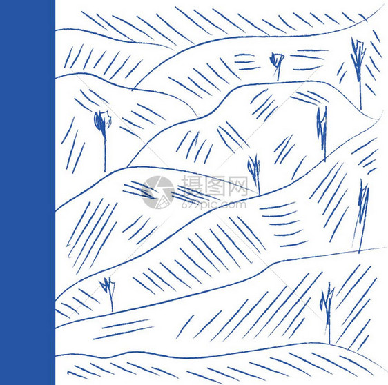 笔画用单树绘制山脉的笔画在一定间隔距内找到不同的矢量颜色绘画或插图图片