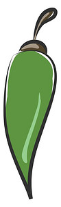 卡通绿色胡椒带有感叹标记和灰色的尾叶粉矢量颜图或插图片