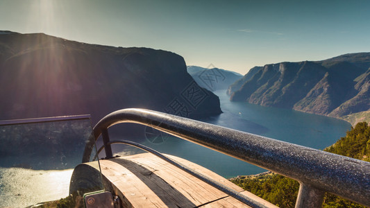 FjordAurlandsfjord地貌从Stegastein的观点来看挪威斯堪的纳维亚旅游度假和行图片