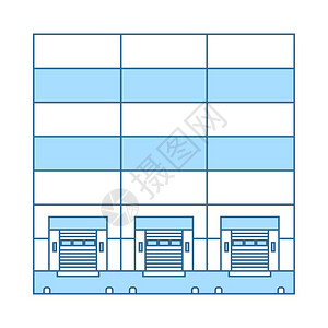 仓库后勤概念图示含蓝色填充设计薄线矢量说明图片